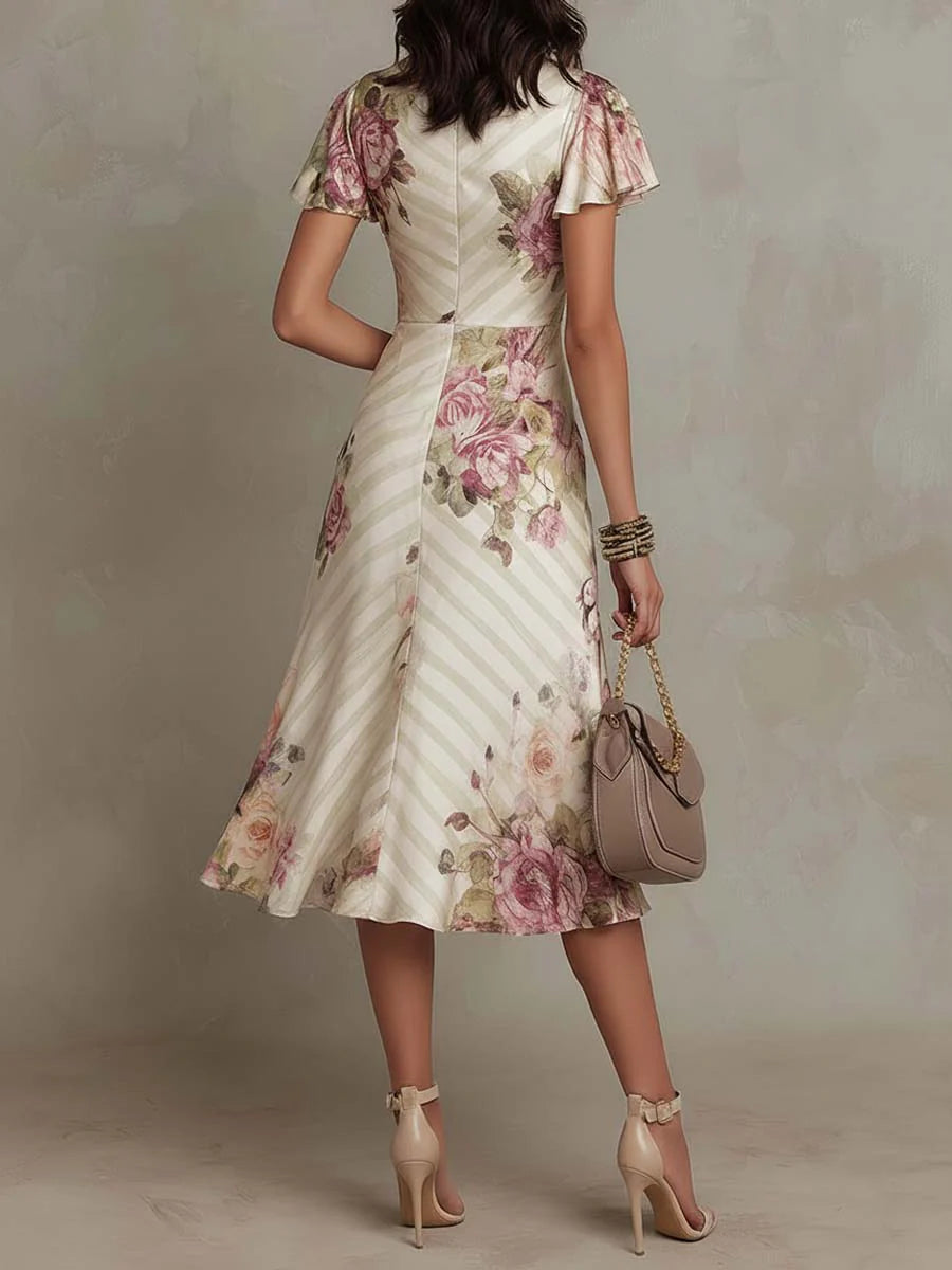 Albas | vestido midi in satin floral elegante retro