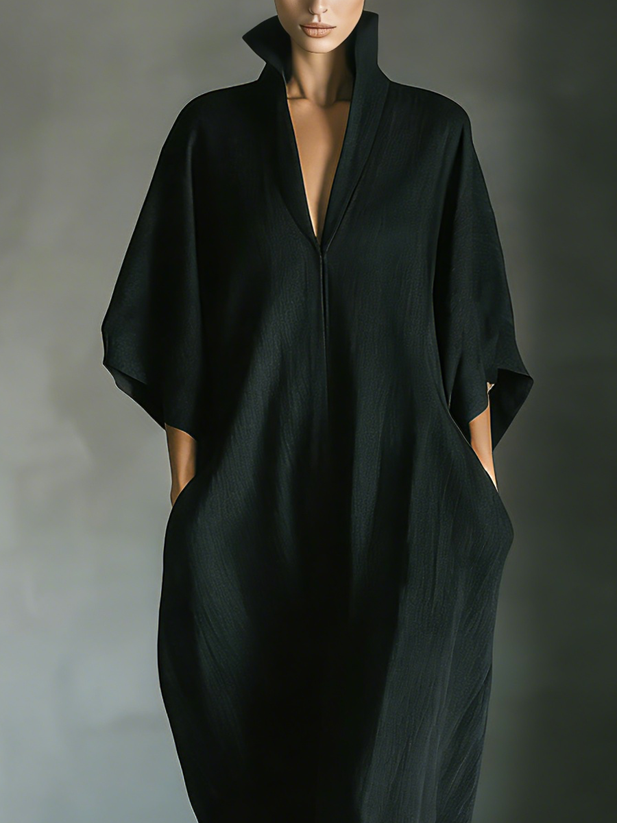 Maxi | vestido negro con mangas estilo kimono