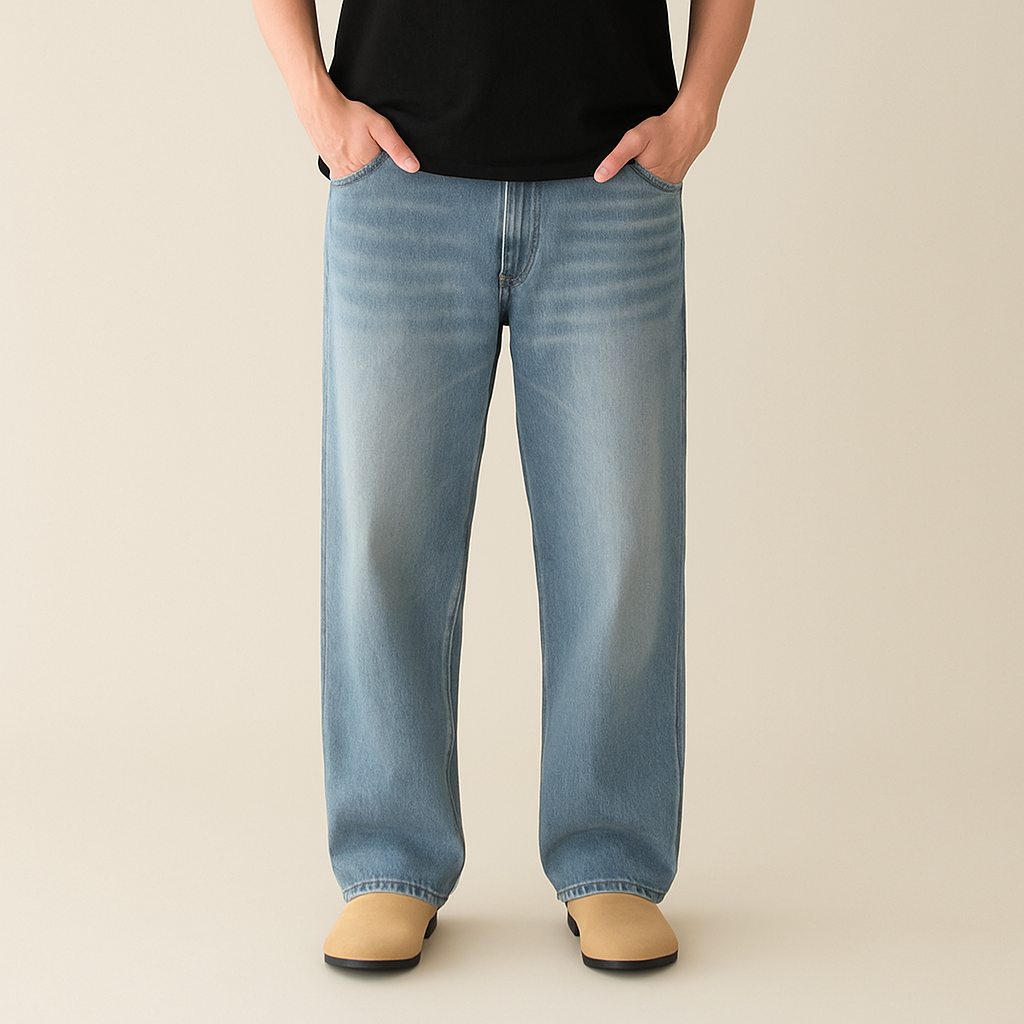 Jeans rectos minimalistas con cremallera para hombre