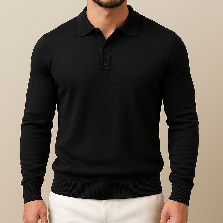 Polo suave de punto de manga larga para hombre