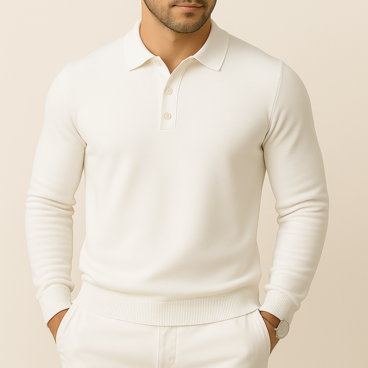 Polo suave de punto de manga larga para hombre