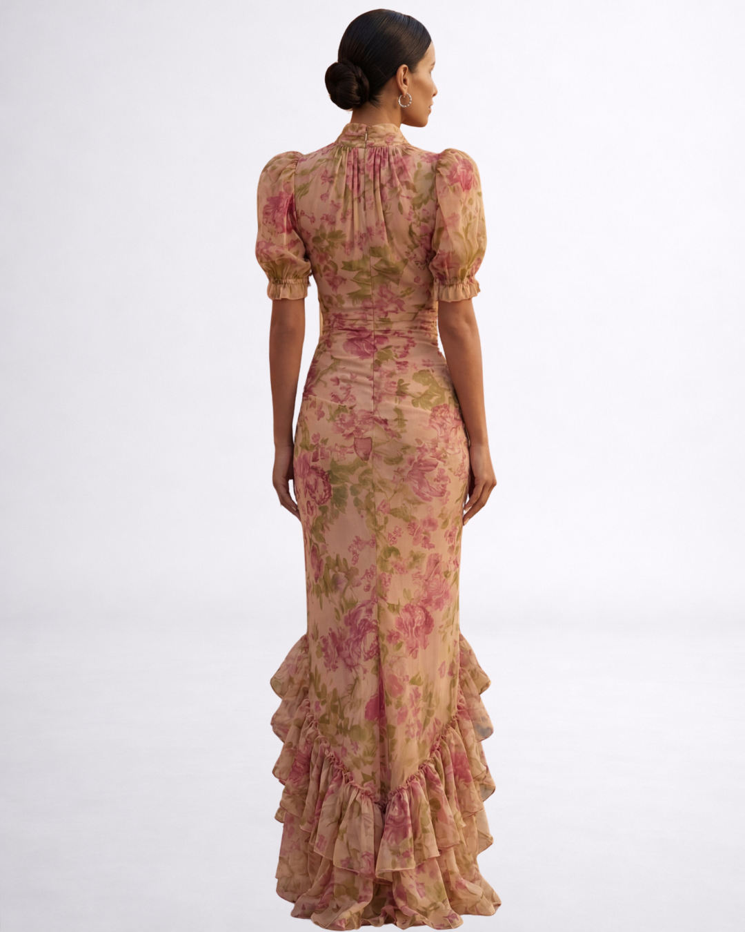 Rosario | vestido Lungo floral de gasa