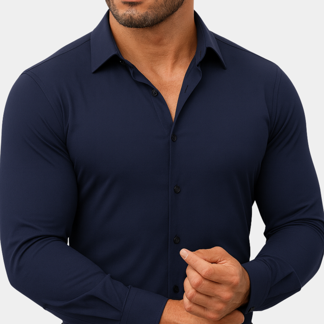 Camisa de Vestir Victoria Llorente Elástica Azul marino