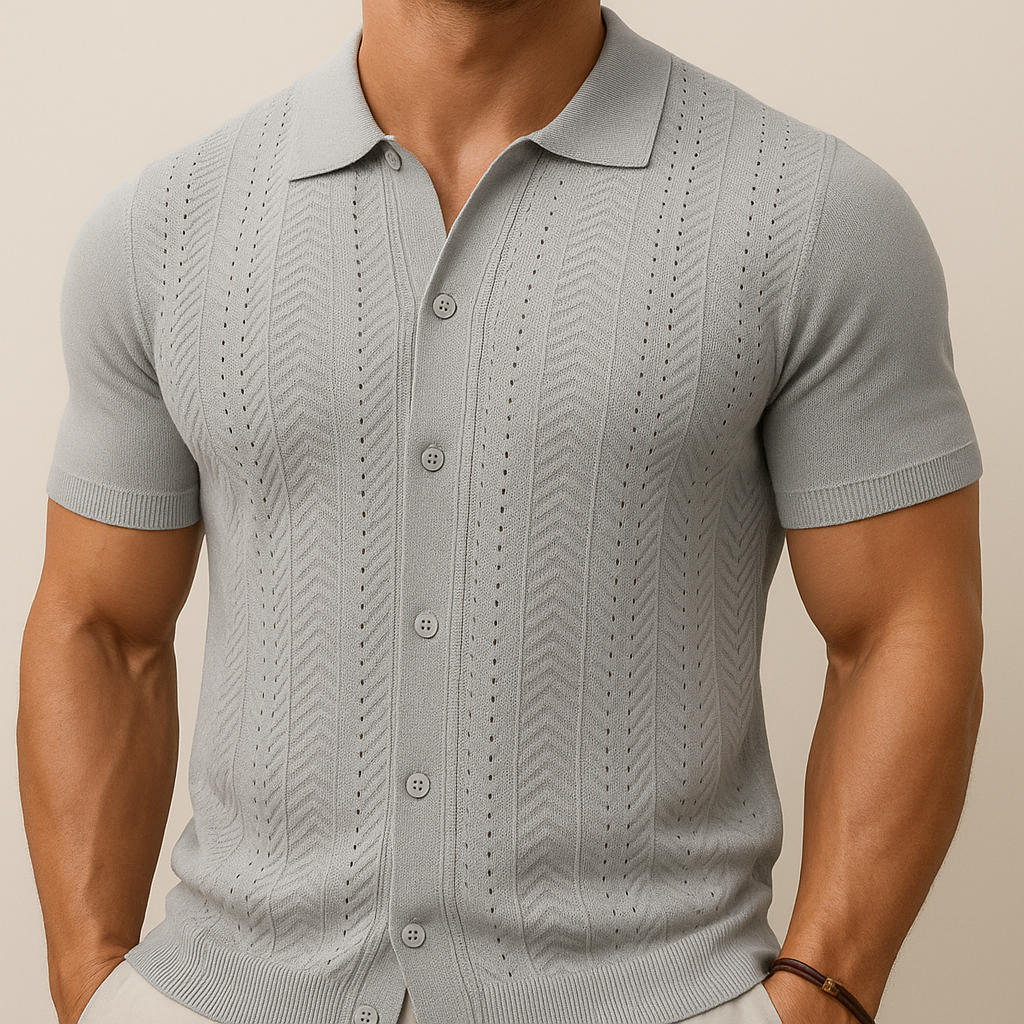 Camisa veraniega vintage de punto para hombre