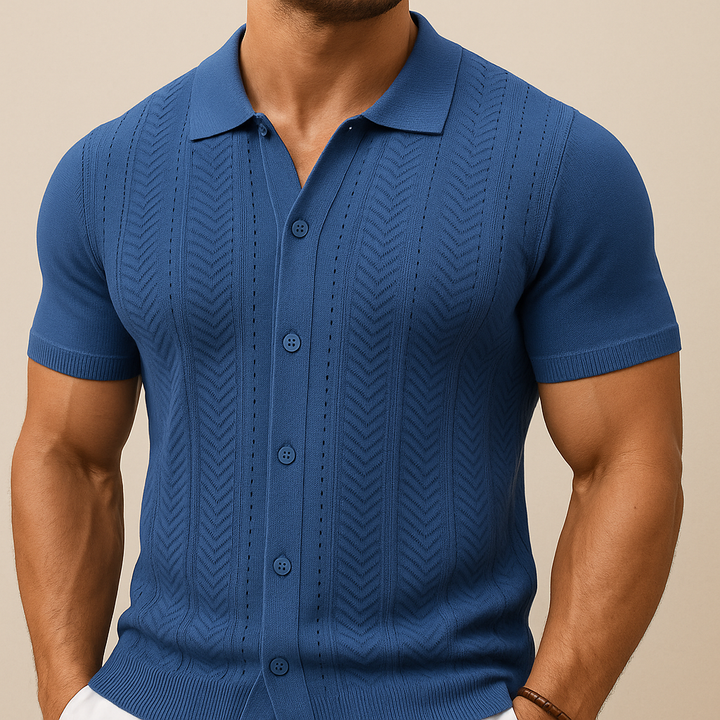 Camisa veraniega vintage de punto para hombre