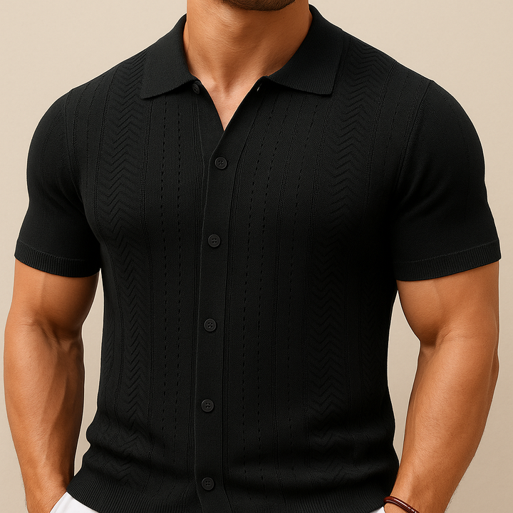 Camisa veraniega vintage de punto para hombre