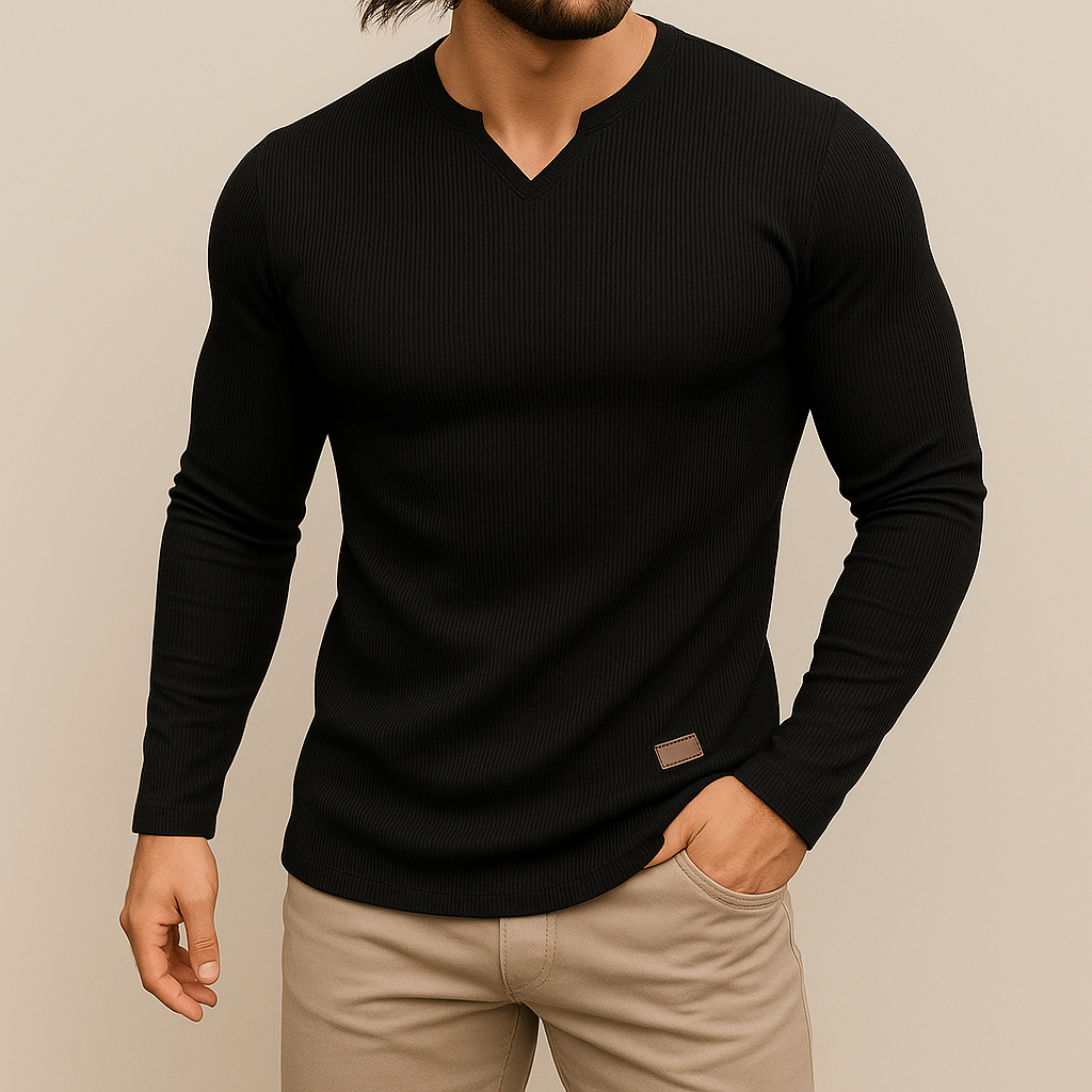 Camiseta deportiva slim fit de cuello en V para hombre