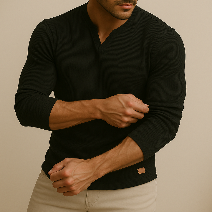 Camiseta deportiva slim fit de cuello en V para hombre