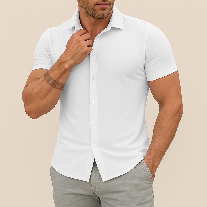 Camisa elástica slim fit para hombre