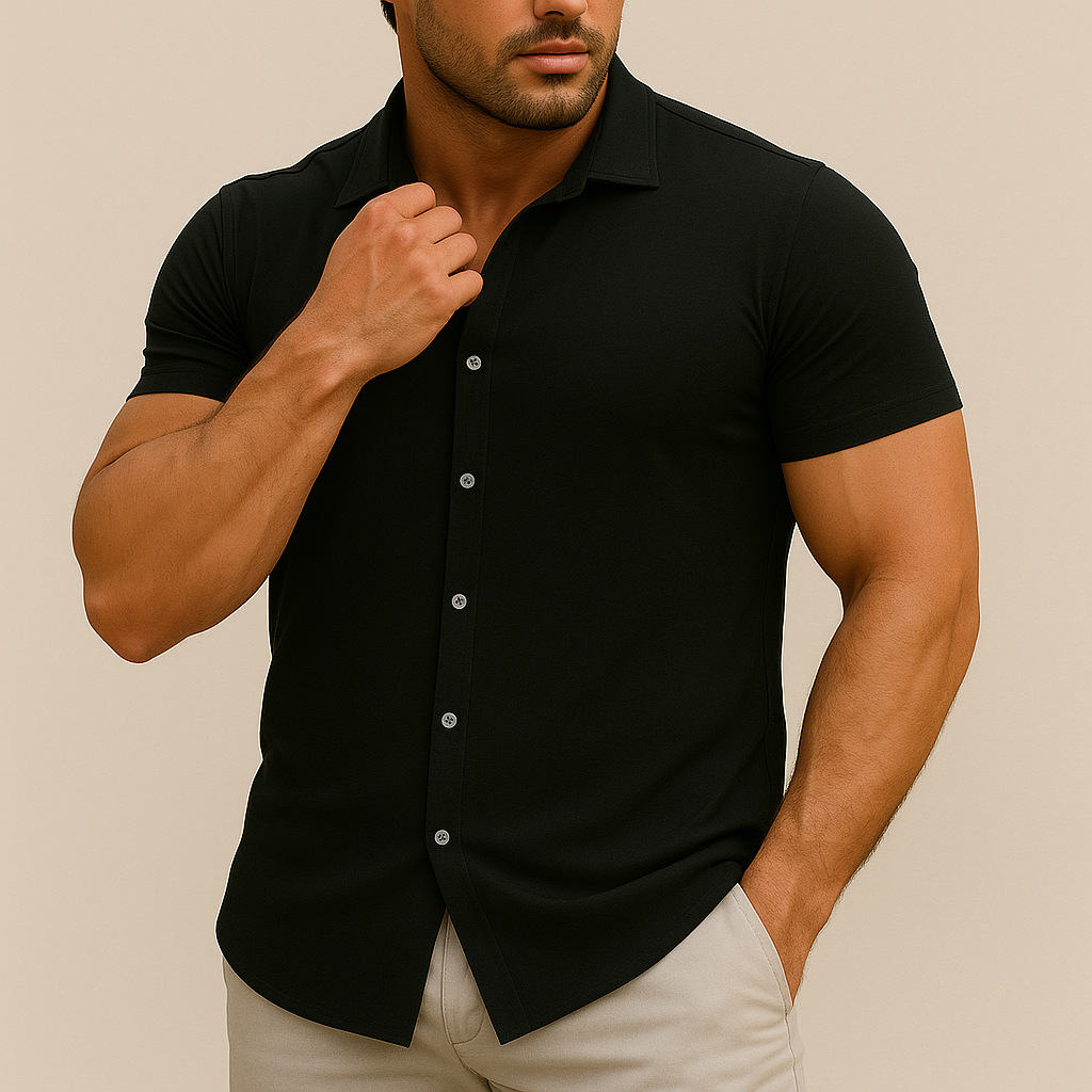 Camisa elástica slim fit para hombre