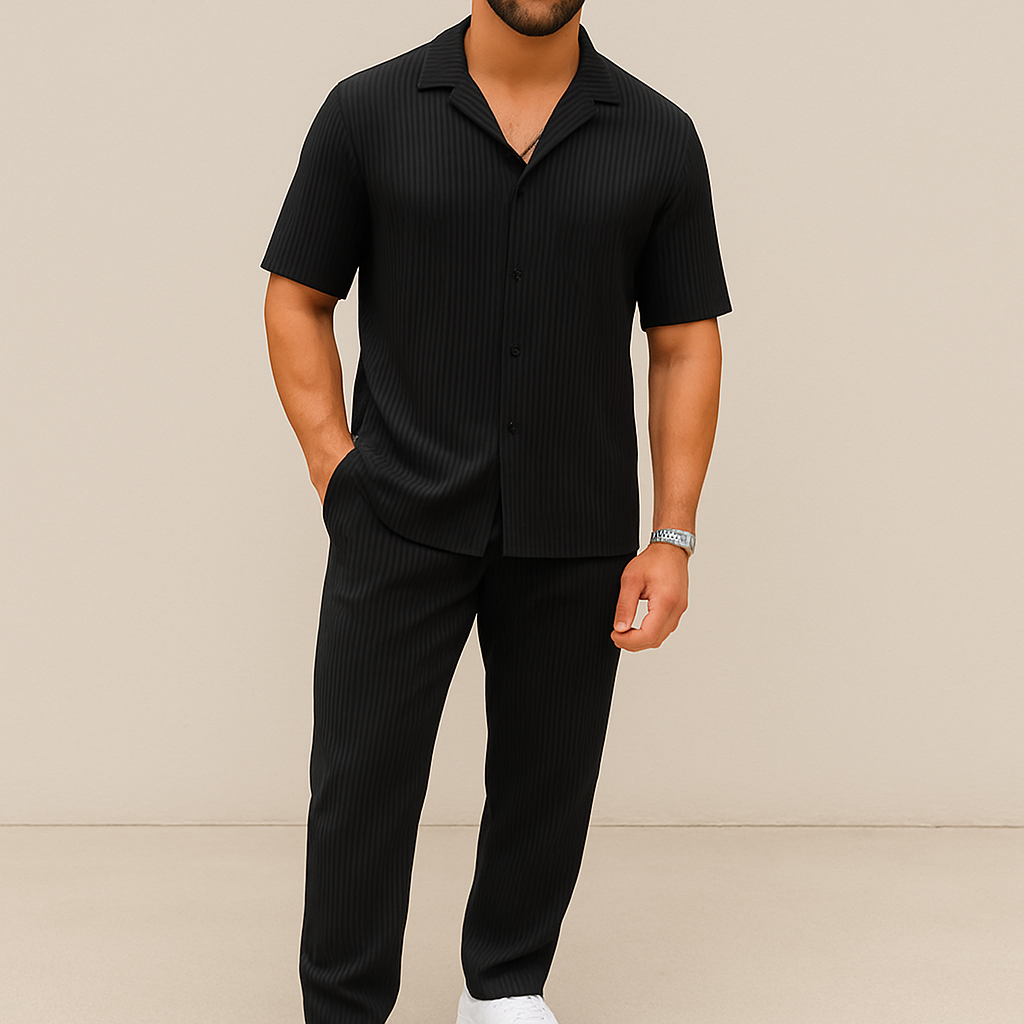 Conjunto casual de verano de camisa y shorts para hombre