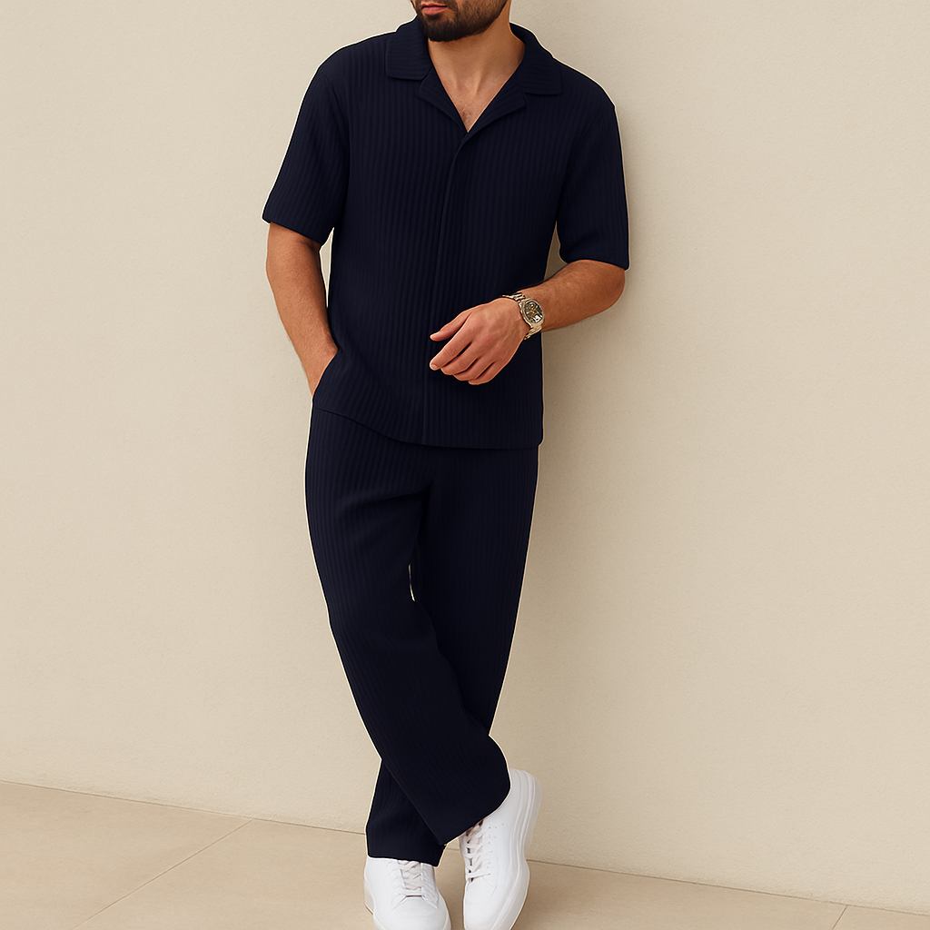 Conjunto casual de verano de camisa y shorts para hombre