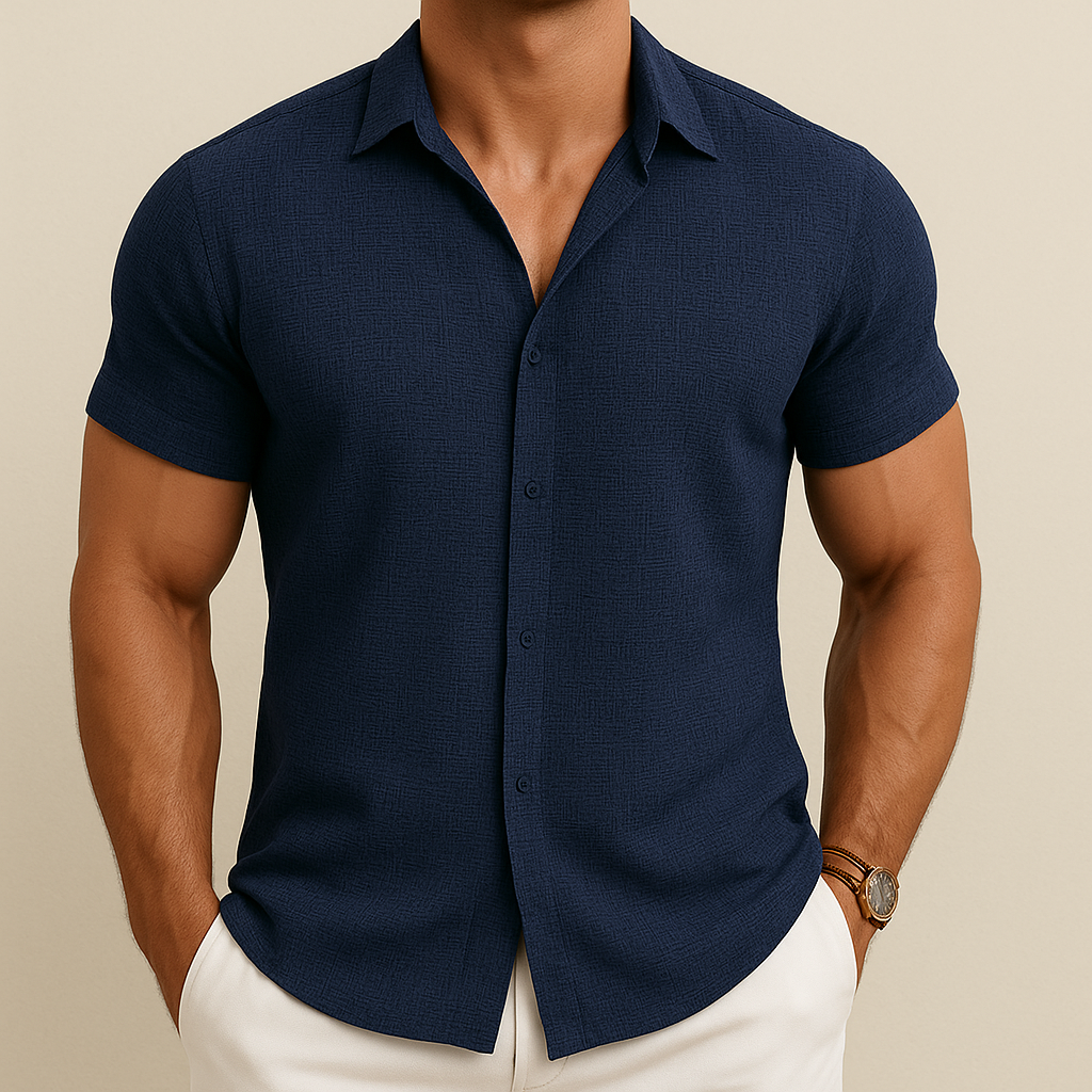 Camisa veraniega de algodón y lino para hombre