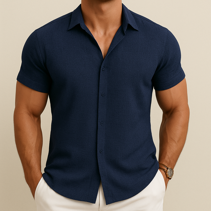 Camisa veraniega de algodón y lino para hombre