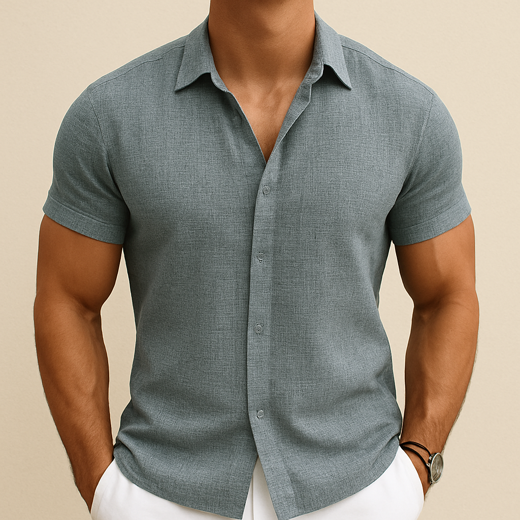 Camisa veraniega de algodón y lino para hombre