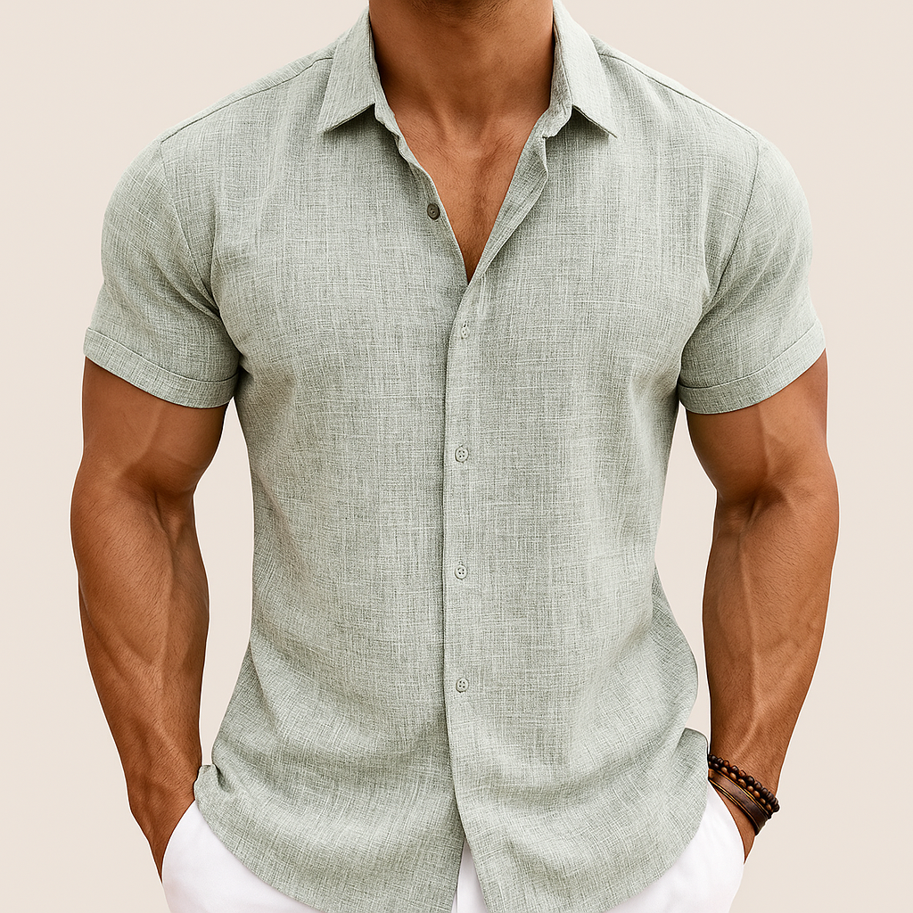 Camisa veraniega de algodón y lino para hombre