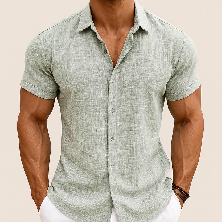 Camisa veraniega de algodón y lino para hombre