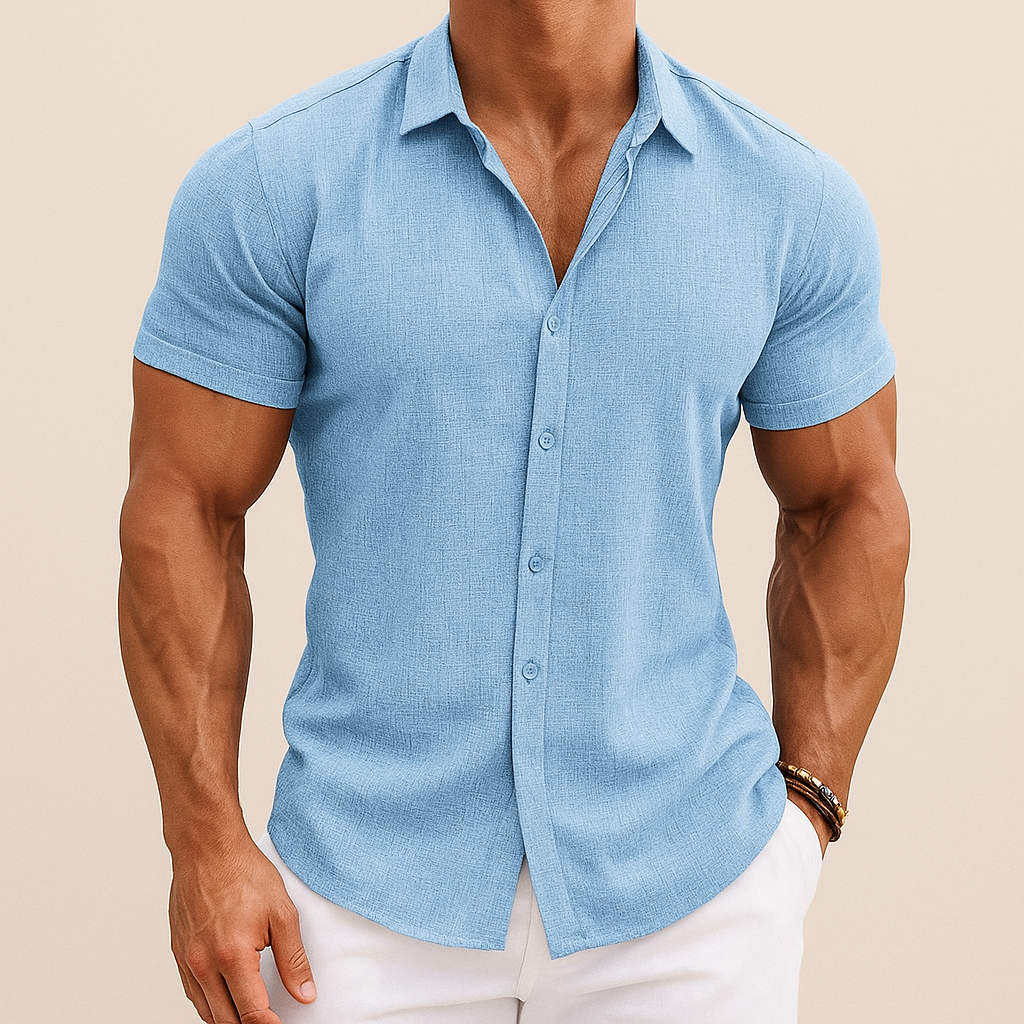 Camisa veraniega de algodón y lino para hombre