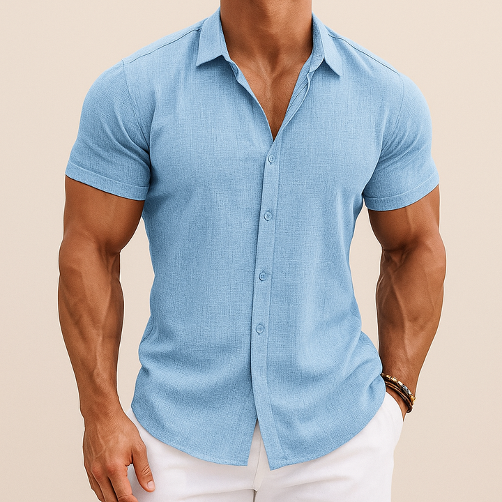 Camisa veraniega de algodón y lino para hombre