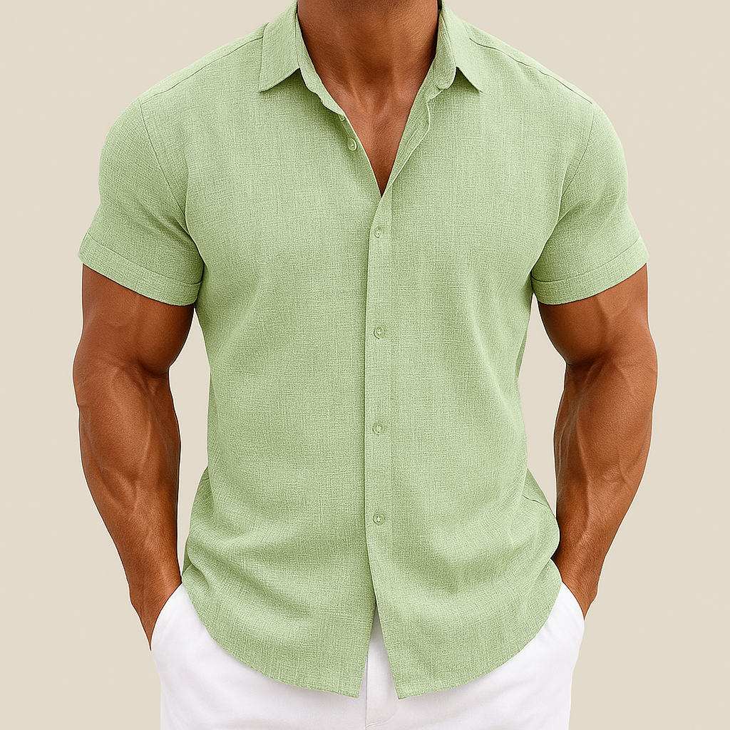 Camisa veraniega de algodón y lino para hombre