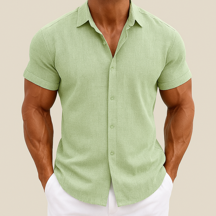 Camisa veraniega de algodón y lino para hombre