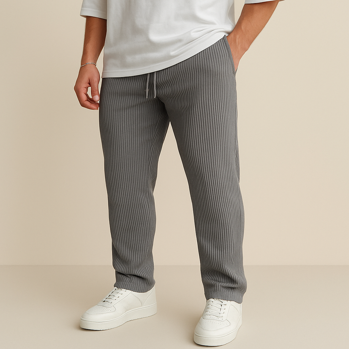 Pantalones acanalados de pernera recta