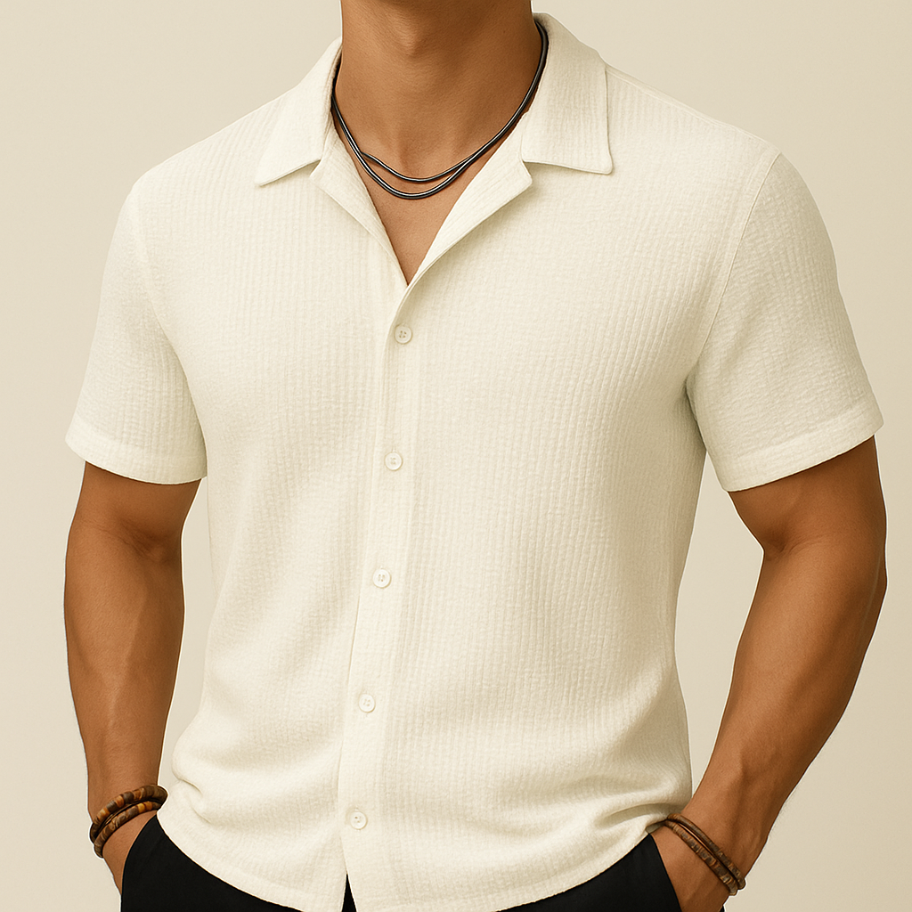 Camisa lisa abotonada de corte holgado