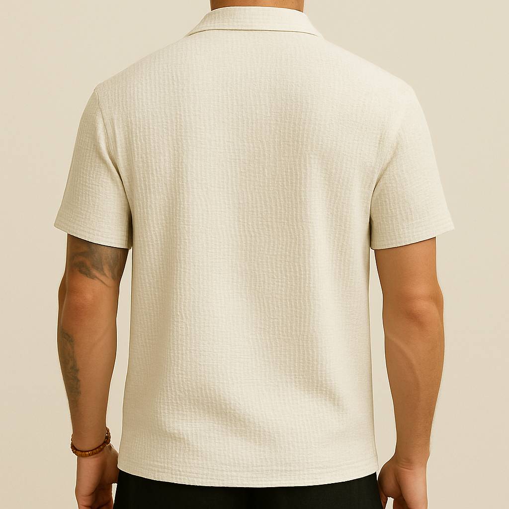 Camisa lisa abotonada de corte holgado