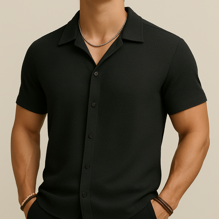 Camisa lisa abotonada de corte holgado