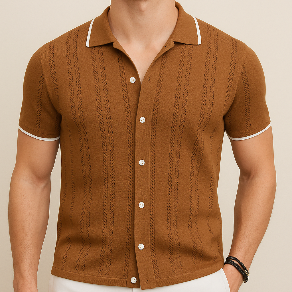 Camisa de punto transpirable casual para hombre