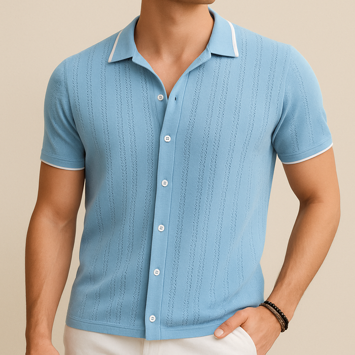 Camisa de punto transpirable casual para hombre