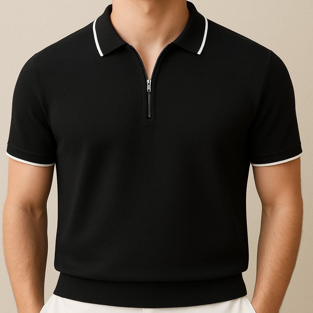 Polo de punto con cremallera para hombre
