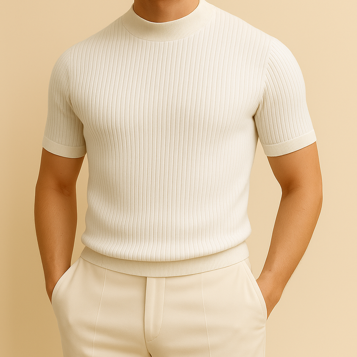 Camiseta de punto acanalado con cuello alto para hombre