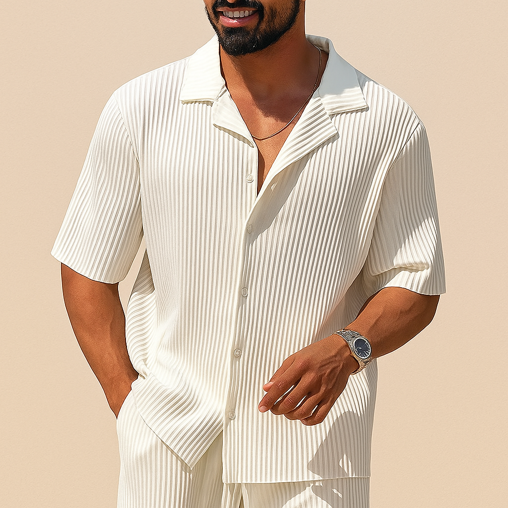 Conjunto casual de verano de camisa y shorts para hombre