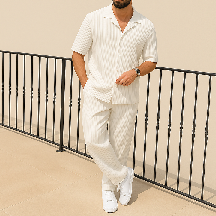 Conjunto casual de verano de camisa y shorts para hombre
