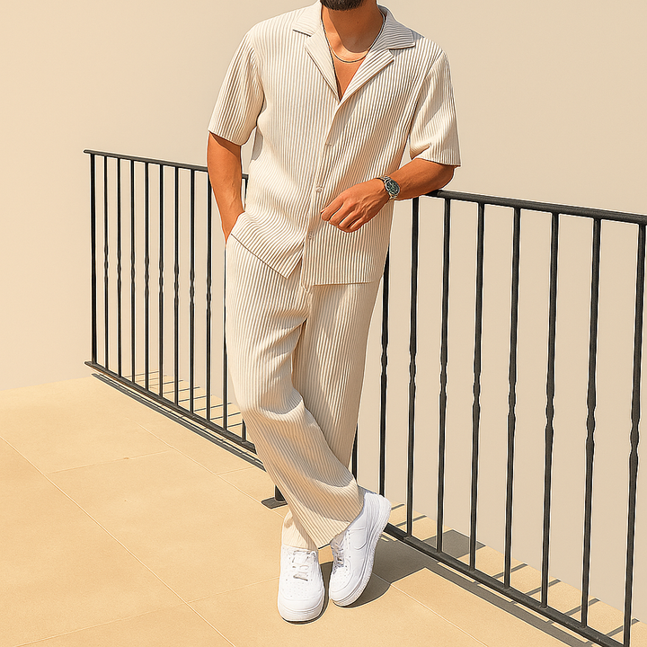 Conjunto casual de verano de camisa y shorts para hombre