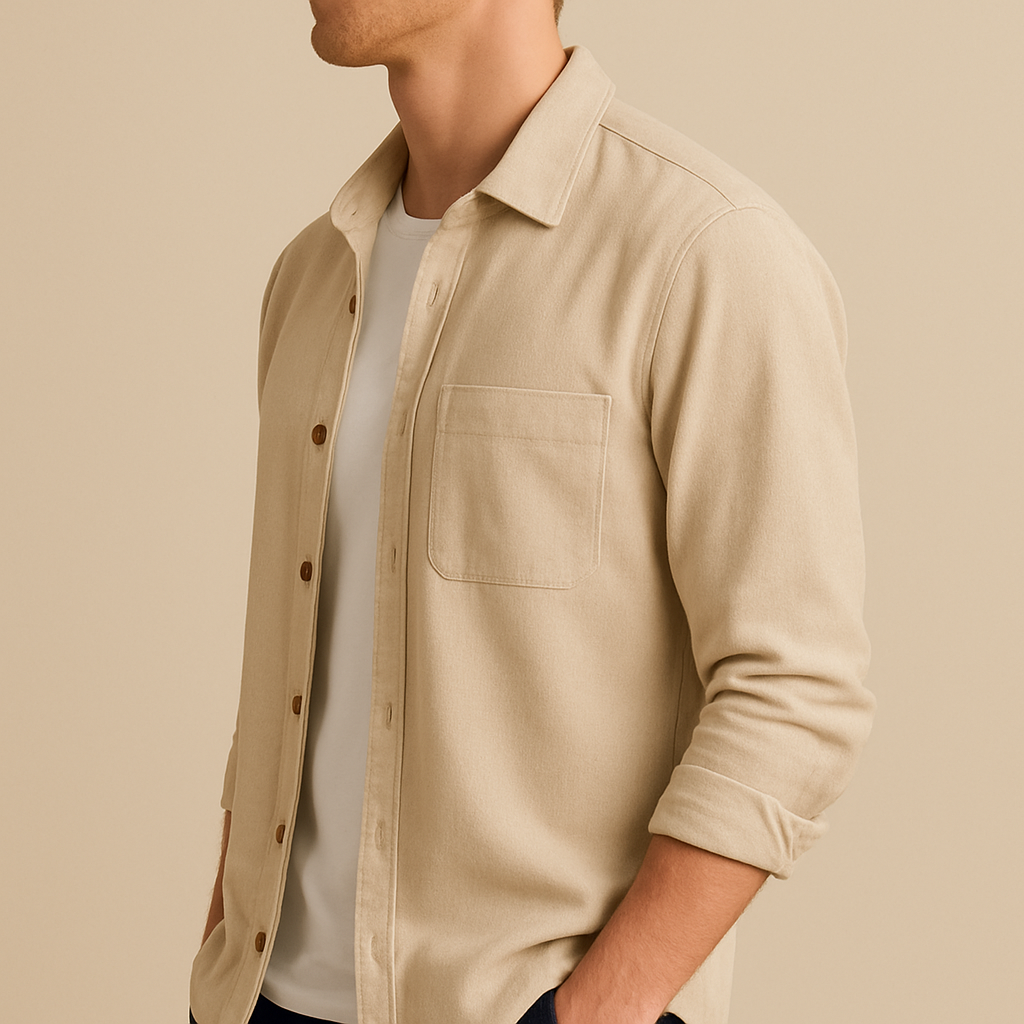 Camisa de pana texturizada de manga larga para hombre