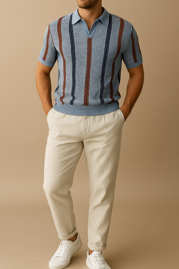 Conjunto de polo y pantalón a rayas