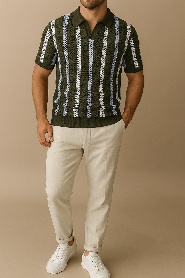 Conjunto de polo y pantalón a rayas