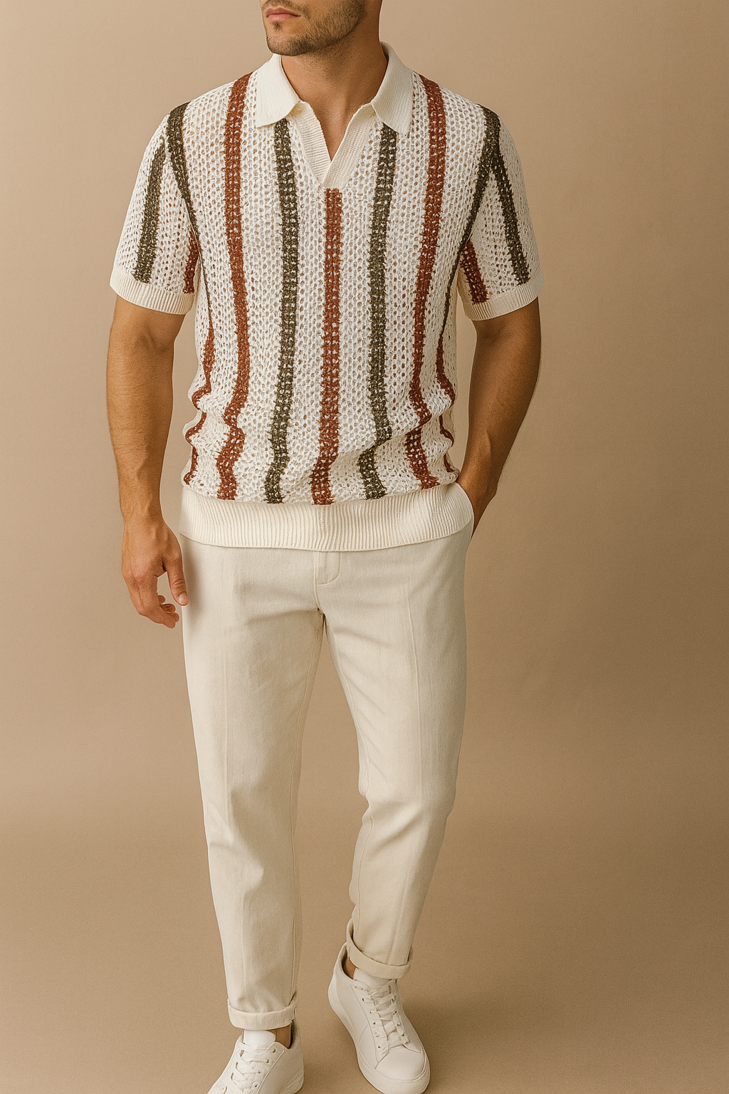 Conjunto de polo y pantalón a rayas