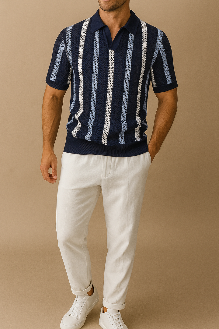 Conjunto de polo y pantalón a rayas