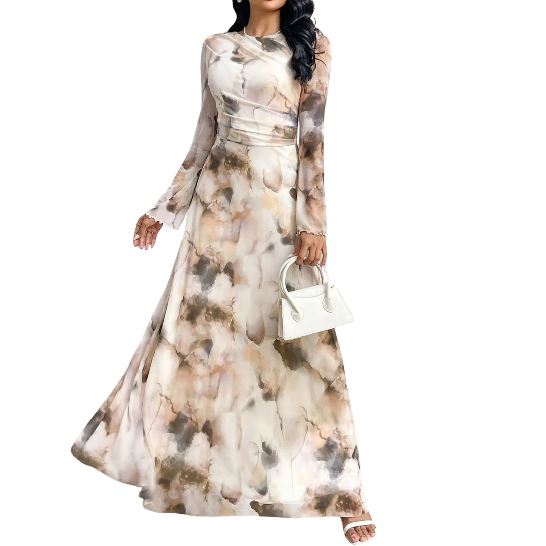 Celeste – vestido elegante in Estampado mesh tie-dye