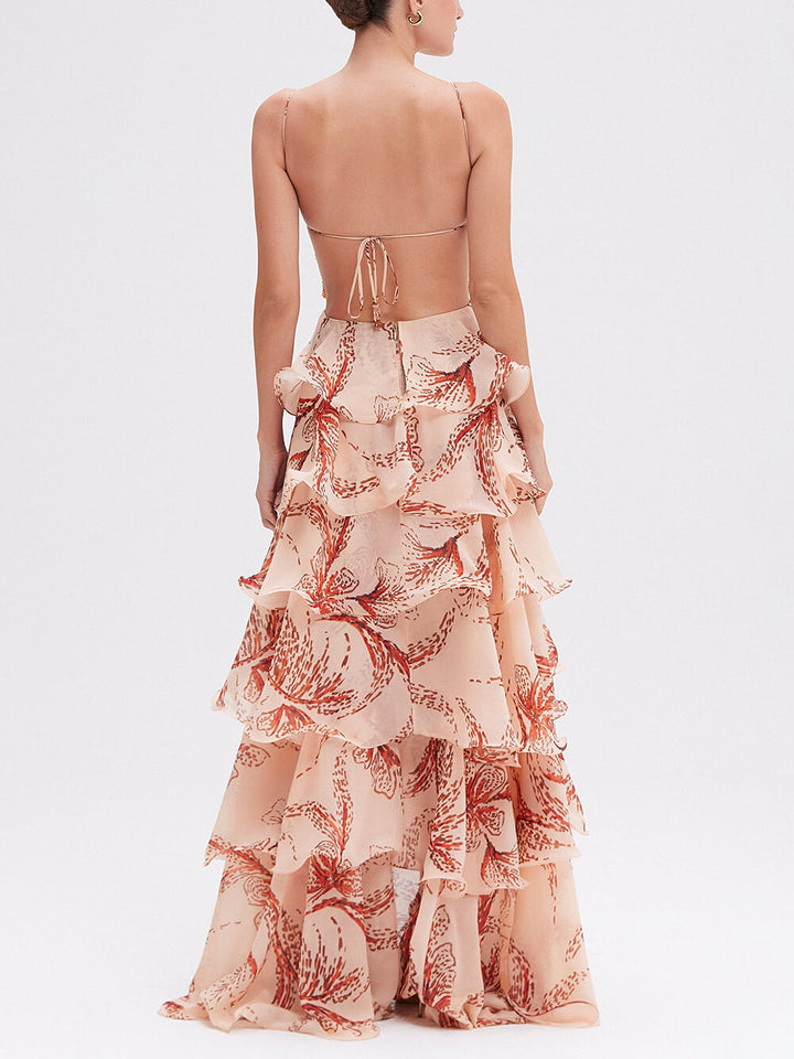 María | Vestido largo con efecto mariposa elegante