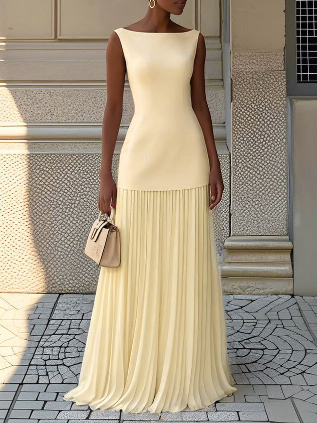 Celeste | vestido maxi plisado
