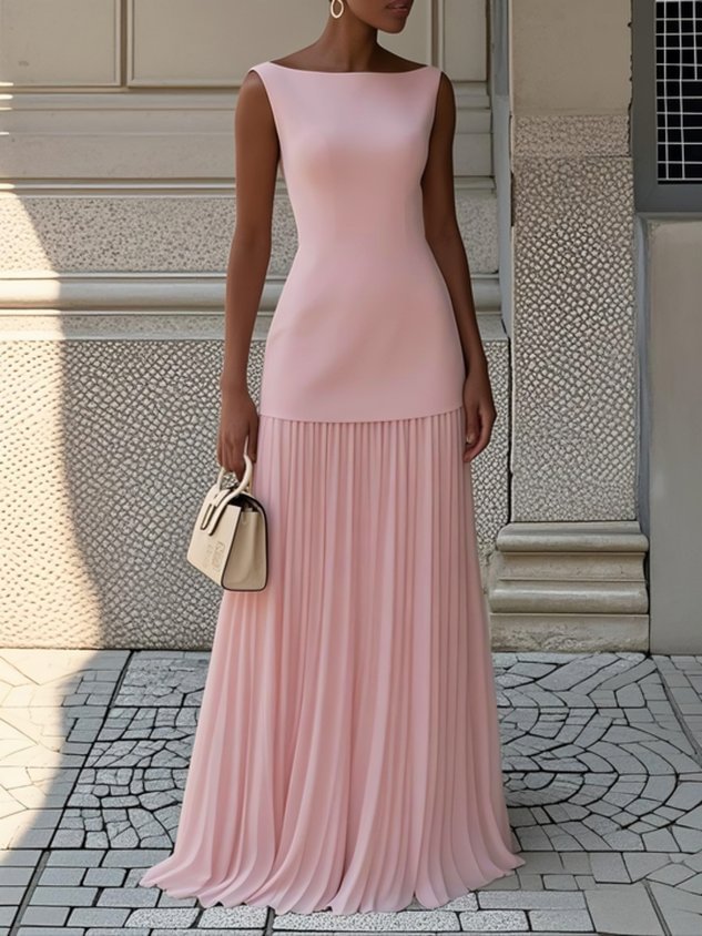 Celeste | vestido maxi plisado
