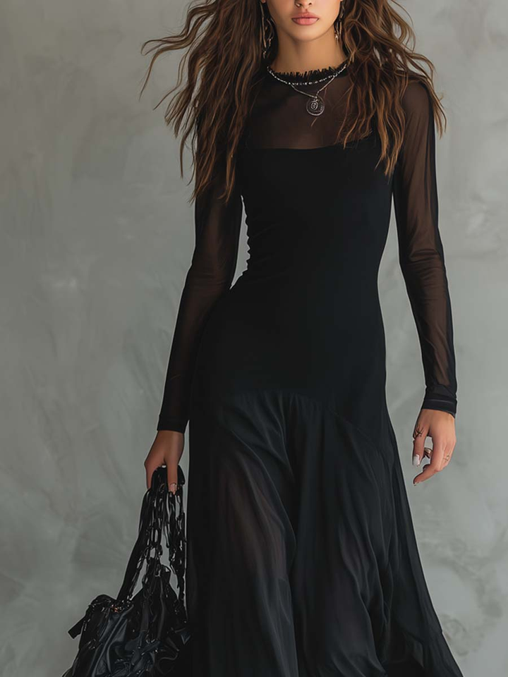 Neroa · Vestido largo de tul negro