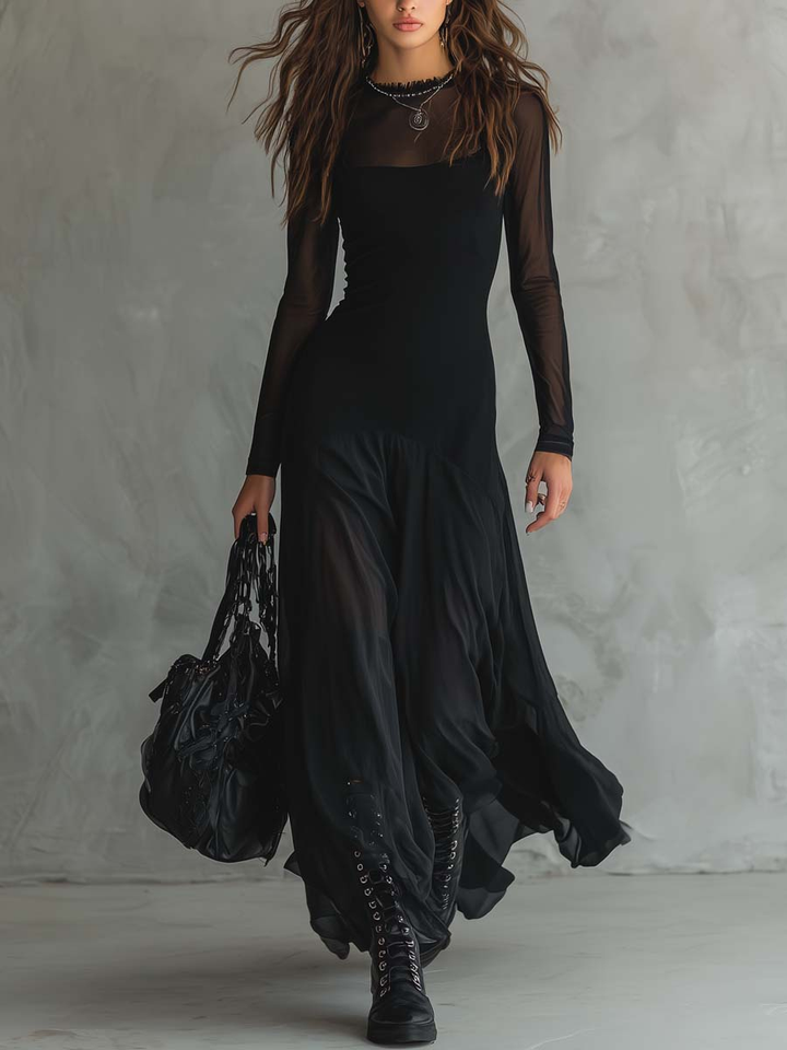 Neroa · Vestido largo de tul negro