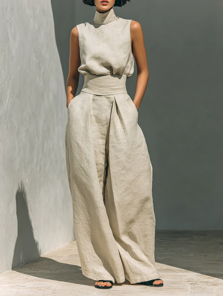 Aurora · Conjunto beige de dos piezas