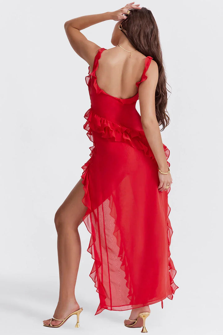Ariela | Vestido Largo Con Volantes