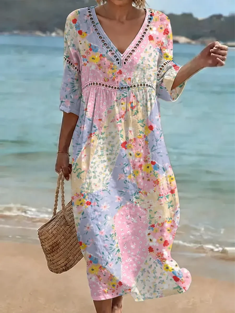 Lucia | vestido patchwork floral